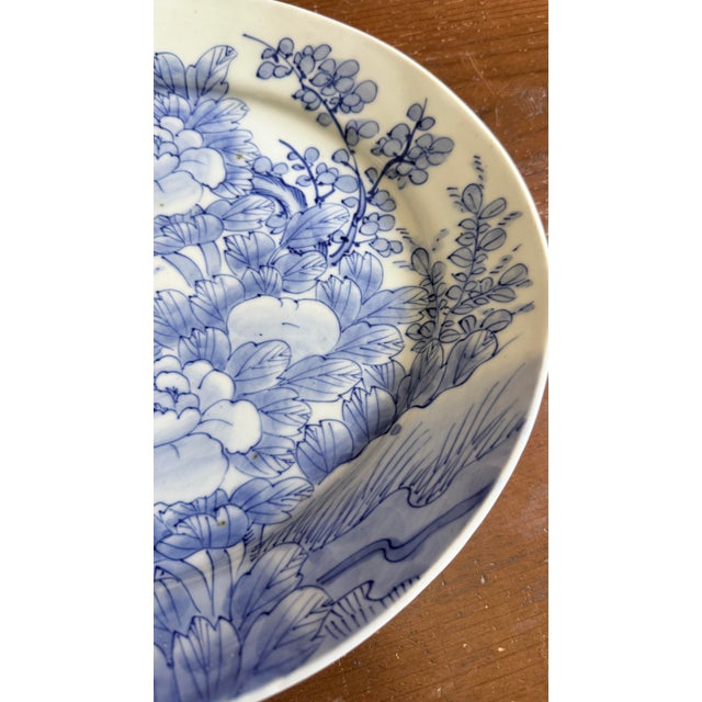 Ceramic Antique Japanese Blue and White Porcelain Oval Serving Platter, Meiji Period, Circa 1870s–1900s For Sale - Image 7 of 12