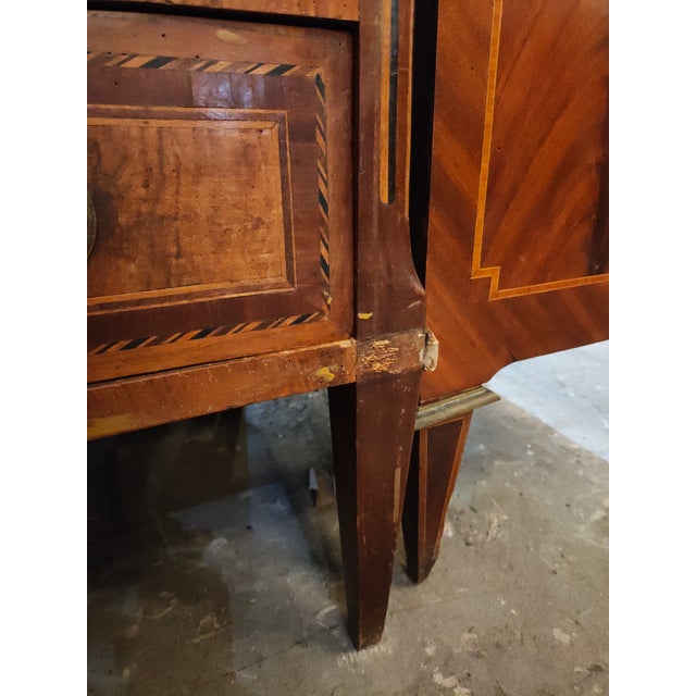 Brown Late 18th Century French Louis XVI Style Walnut & Marble Commode Île-De-France Antique Chest of Drawers For Sale - Image 8 of 8