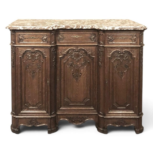 French Antique Liegoise Louis XIV Marble Top Buffet For Sale - Image 3 of 15