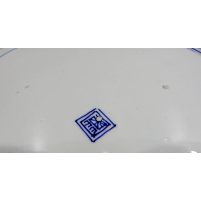 Early 20th Century Large Hand-Painted Blue and White Chinese Plate For Sale - Image 9 of 11