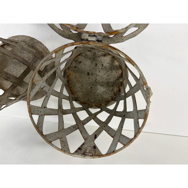 Gray Pair of Distressed Metal Lanterns For Sale - Image 8 of 9