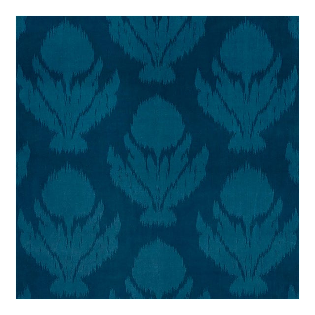Schumacher Agra Velvet Fabric in Peacock For Sale