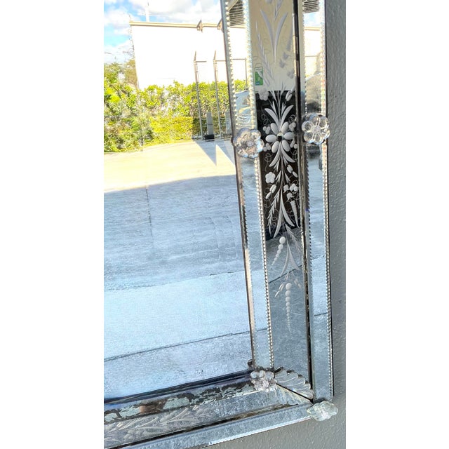 Vintage Venetian Etched Glass Mirror For Sale In West Palm - Image 6 of 12
