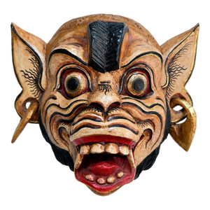 Vintage Balinese Hand-Carved & Painted Barong Monkey Wood Wall Mask