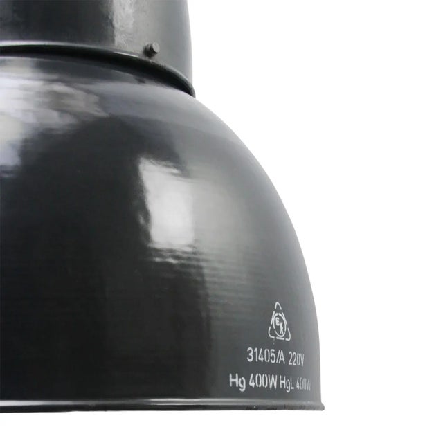 Industrial Large Vintage Industrial Dark Blue Enamel Pendant Light For Sale - Image 3 of 6