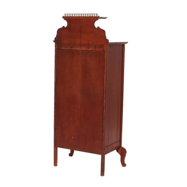 Wood Eastlake Style Chip Carved Cherry & Ormolu Drop Front Music Cabinet Stand C1890 For Sale - Image 7 of 7