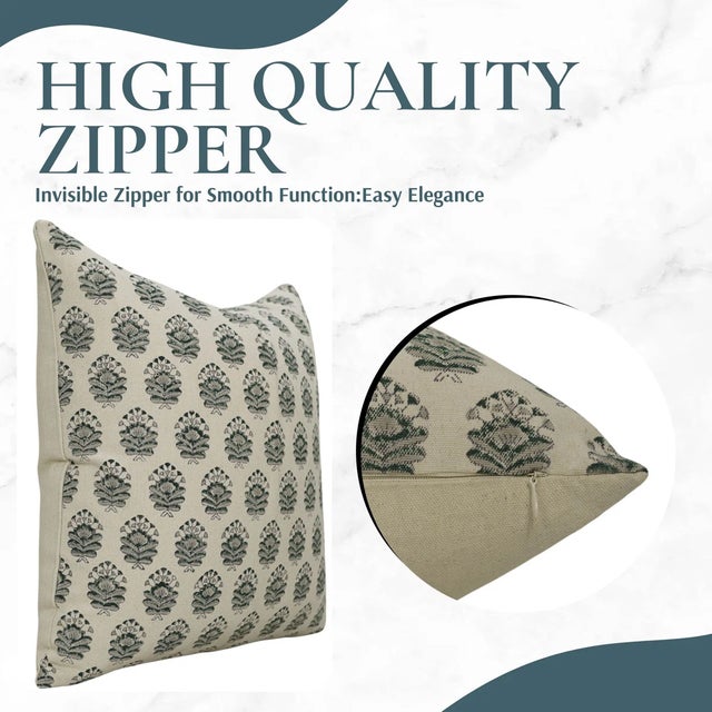 Art Deco Fabdivine Artisan Block Print Throw Pillow Cover 14x14 Inch Duck Canvas-Bheeshma For Sale - Image 3 of 5