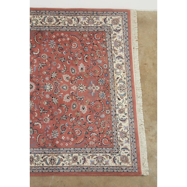 Persian Raspberry Indo Persian Kashan Design Rug For Sale - Image 3 of 13