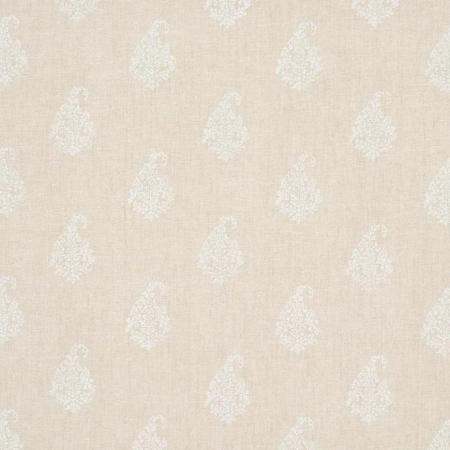 SAMPLE - Schumacher Kerala Paisley Fabric In White On Neutral For Sale
