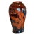 Glazed Ceramic Brown and Orange Leaf Motif Large Vase For Sale