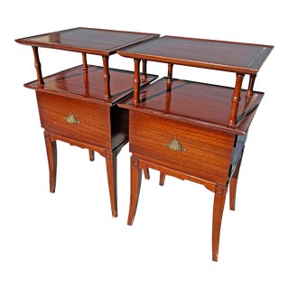 1950s Vintage Antique Traditional Asian Style Nightstands For Sale