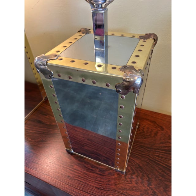 1970s Pair of 1970s Raymor Chrome + Brass Table Lamps For Sale - Image 5 of 10