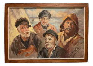 Yves Dieÿ, Breton Fishermen, Oil on Canvas