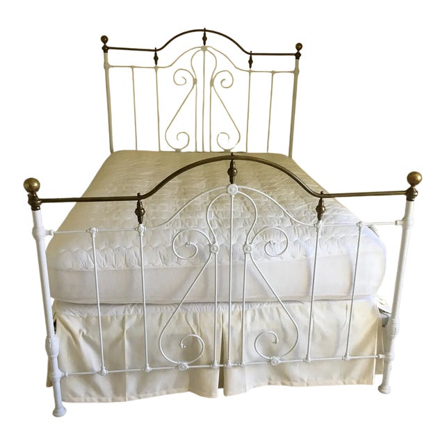 Late 19th Century Antique Iron Bed Frame (Mattress & Skirt Not Included) For Sale