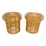 Pair of Mushroom Shape Wicker Side End Tables MINT For Sale