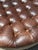 Chesterfield-Style Round Chocolate Leather Ottoman-Vintage For Sale - Image 4 of 7