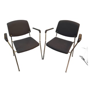 Hightower Modernist Stackable Arm Chairs, Pair For Sale