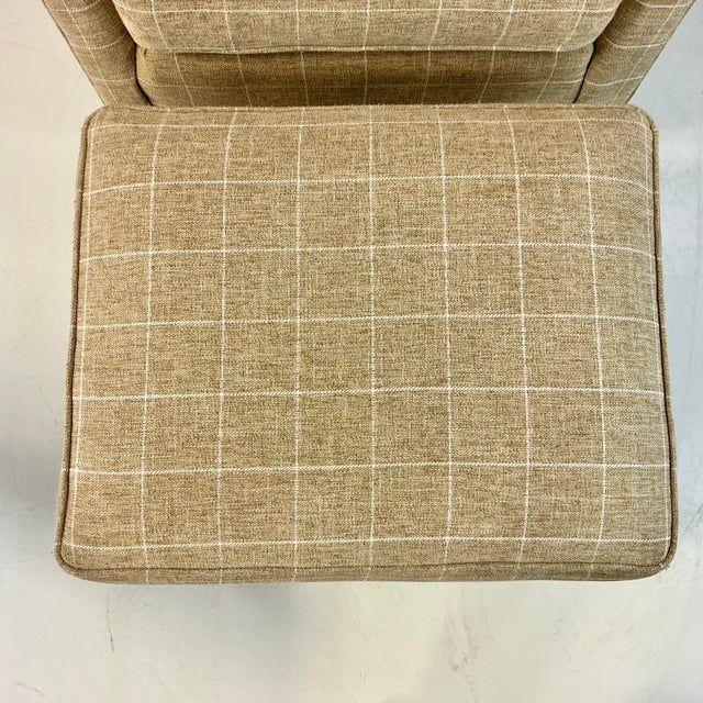 Early 21st C Vintage Contemporary Americana Smith Brothers Custom Upholstered Side Chair & Ottoman For Sale - Image 10 of 14