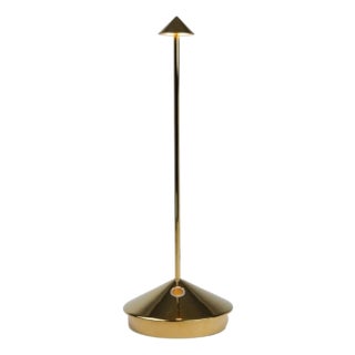Zafferano Pina Pro Rechargeable Indoor/Outdoor Cordless Table Lamp, Glossy Gold For Sale