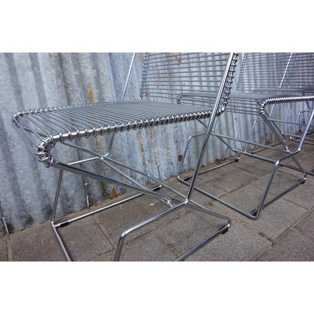 Metal Wire Dining Chairs attributed to Till Behrens, 1980s, Set of 4 For Sale - Image 12 of 18