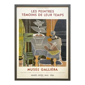 Georges Braque Vintage 1961 Mourlot Fine Art Lithograph Print Framed Paris Exhibition Poster " Nature Morte a La Palette " 1942