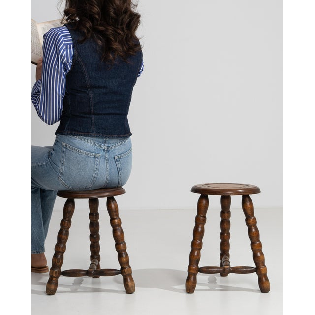 1970s Pair Of French Bobbin Stools For Sale - Image 9 of 11
