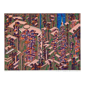Risaburo Kimura Abstract Geometric Serigraph - City 366 - Signed, Numbered