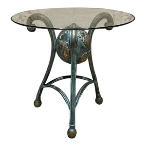 Vintage Tripod Globe Table Patinated Bronze Signed