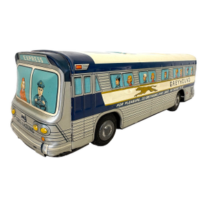 Vintage 1950s Greyhound Express Tin Toy Bus by Modern Toys Japan