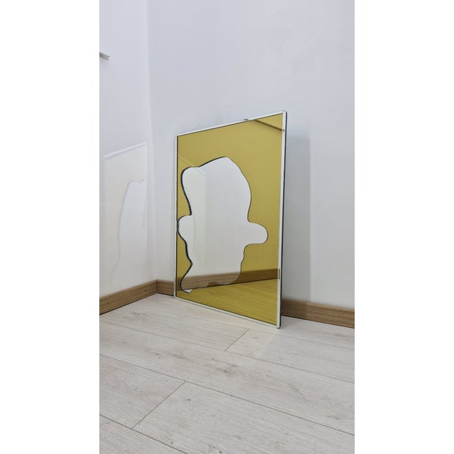 Mirror with Shaped Yellow Decoration, 1990s For Sale - Image 9 of 12