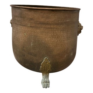 Brass Lions Head Footed Planter/Log Holder For Sale