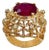 4 Carat Treated Ruby and Diamond 14 Karat Yellow Gold Cocktail Ring For Sale