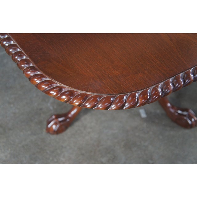 Late 20th Century English Chippendale Style Carved Mahogany Dining Table Ball & Claw For Sale - Image 14 of 14