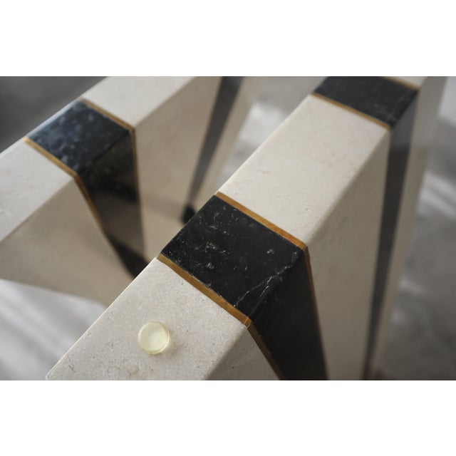 Metal Pair of Tessellated Marble Table Bases by Maitland Smith For Sale - Image 7 of 9