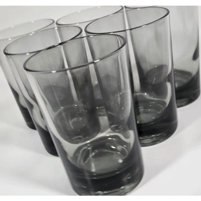 Mid-Century Modern Smoky Gray Shot Glasses- Set of Seven For Sale - Image 3 of 8