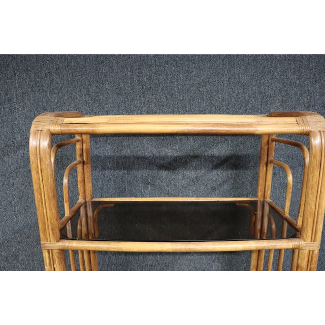 Wood Mid Century Faux Bamboo Etagere For Sale - Image 7 of 9