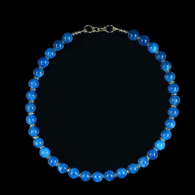 Traditional Ajd 21 Inch Apatite Necklace With Gold Plate Clasp For Sale - Image 3 of 5