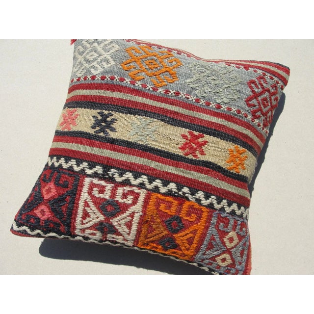 Kilim Rug Pillow Made from old turkish kilims Back side cotton and has closed with a solid hidden zipper size:16" x 16" It...
