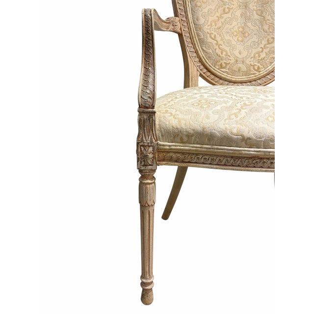 Wood Pair Vintage French-Style Shield-Back Upholstered Accent Chairs For Sale - Image 7 of 7