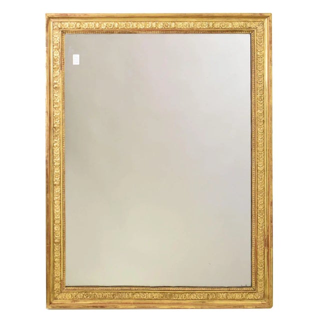 19th Century Louis Philippe Rectangular Gold Leaf Wall Mirror with Flowers For Sale - Image 10 of 10