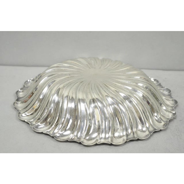 Silver Vintage Mid Century Modern Swirl Pattern Silver Plated Centerpiece Fruit Bowl For Sale - Image 8 of 11
