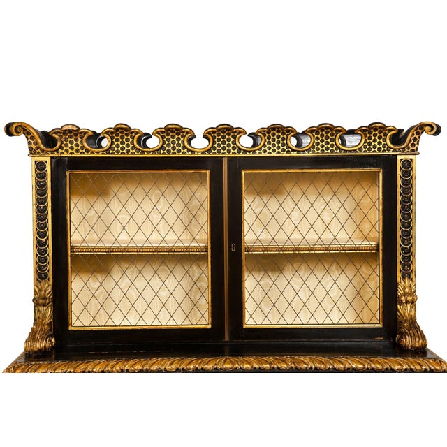Regency Period Black and Gilt Painted Bookcase Cabinet, 19th Century For Sale - Image 12 of 18
