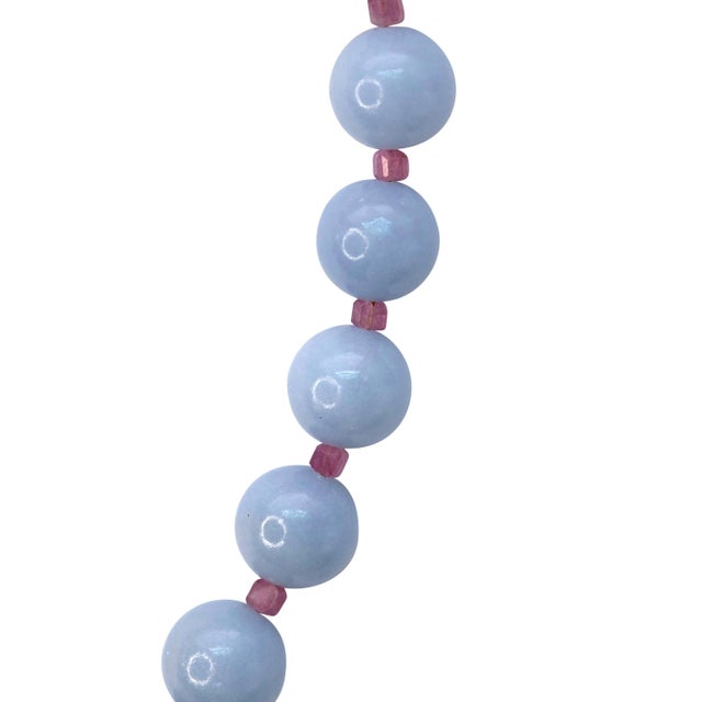 2020s Angelite Tourmaline Alternating Necklace For Sale - Image 5 of 7