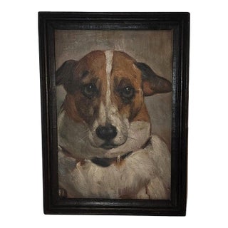 Mid 20th Century Jack Russell Chihuahua Oil Painting For Sale