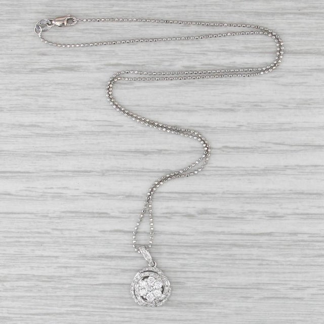 2010s 0.39ctw Diamond Cluster Interlocking Circles Pendant Necklace 14k White Gold 16" For Sale - Image 5 of 6