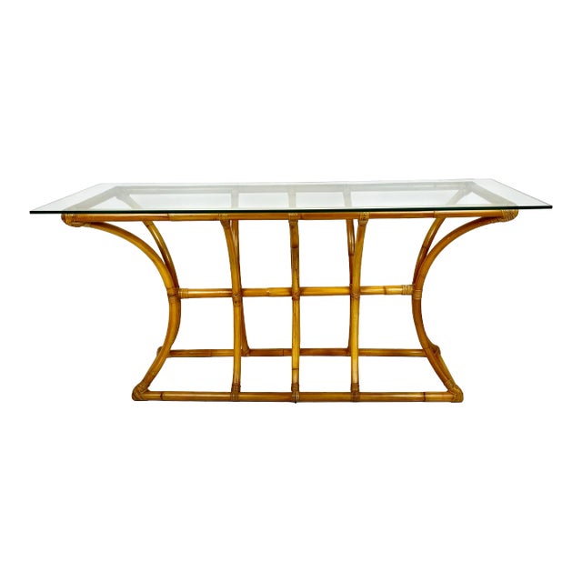 Vintage Rattan Console Table For Sale