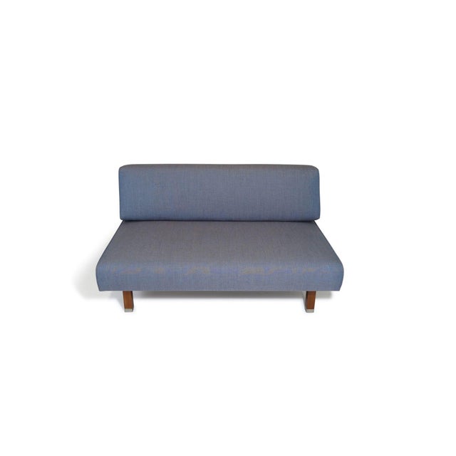 Mid Century Armless Loveseat Settee in Blue Chairish