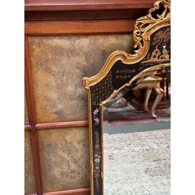 Chinoiserie Friedman Brothers Canton Hand-Painted Chinoiserie Mirror For Sale - Image 3 of 12