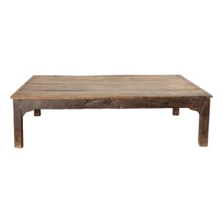 Early 20th Century Reclaimed Elm Wood Farmhouse Oversized Coffee Table For Sale