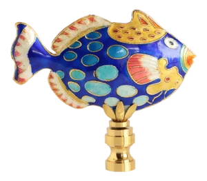 Spotted Reef Fish Lamp Finial in Cobalt Blue